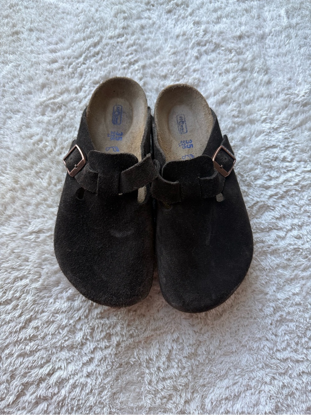 Birkenstock Boston Soft Footbed Suede Leather in Mocha